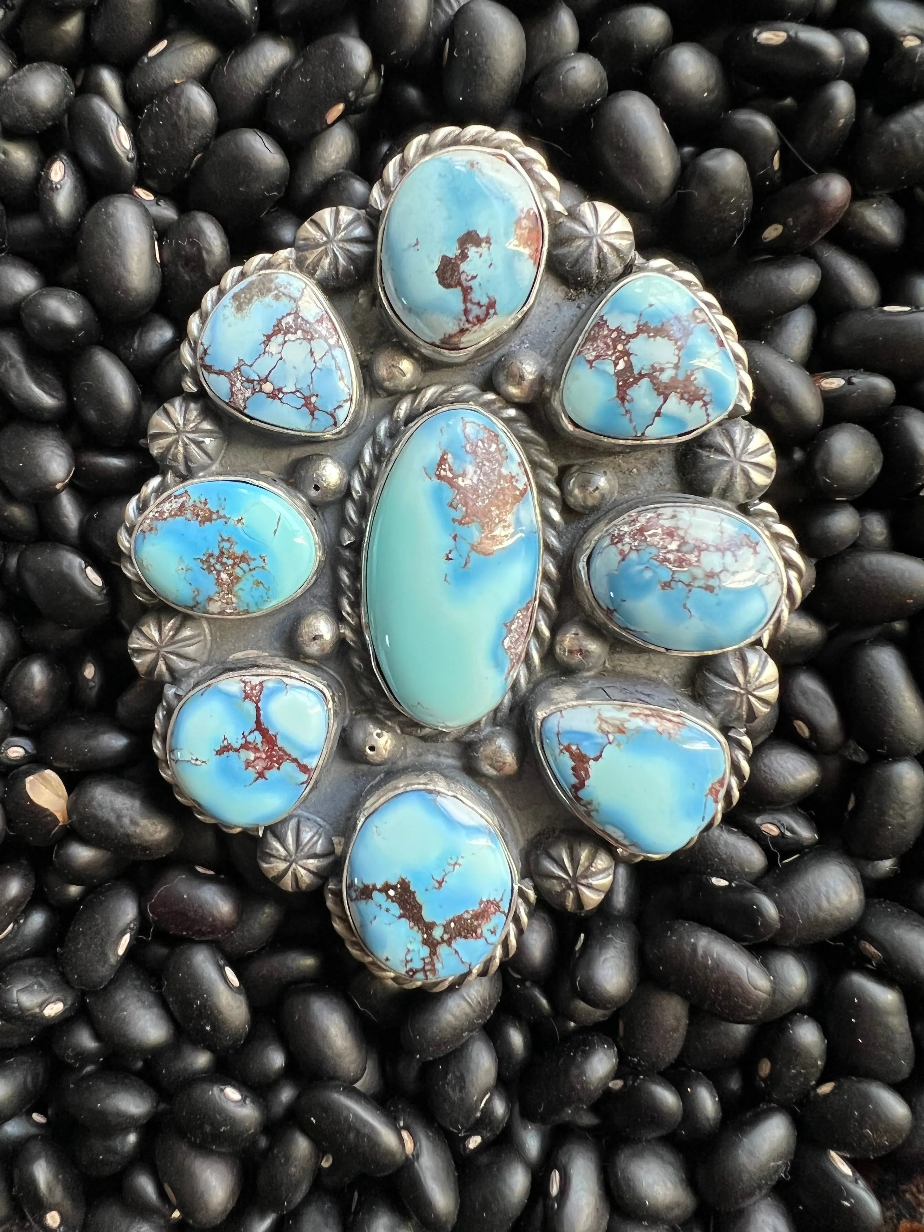 Golden Hills Cluster Turquoise Ring