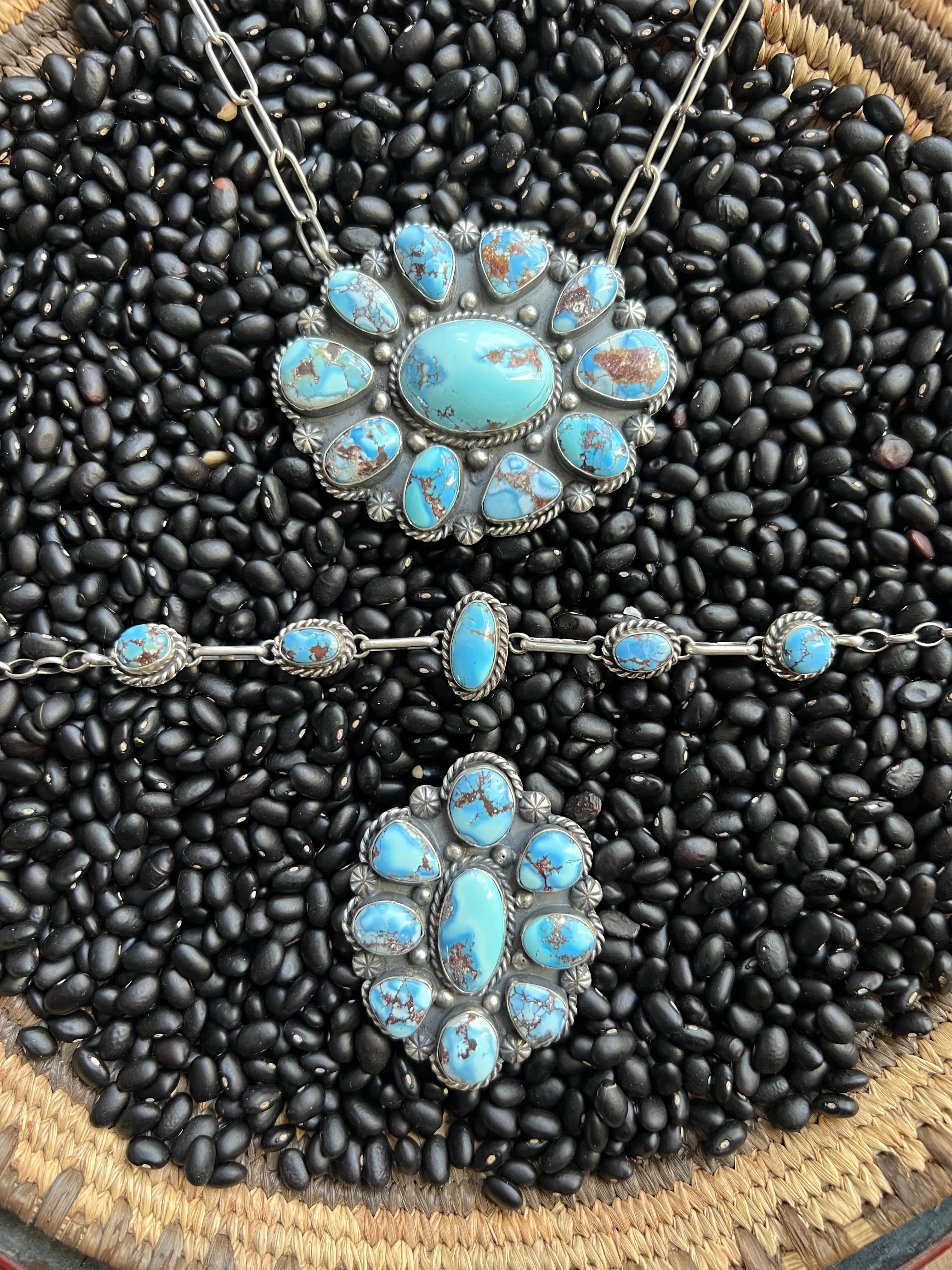Golden Hills Cluster Turquoise Ring
