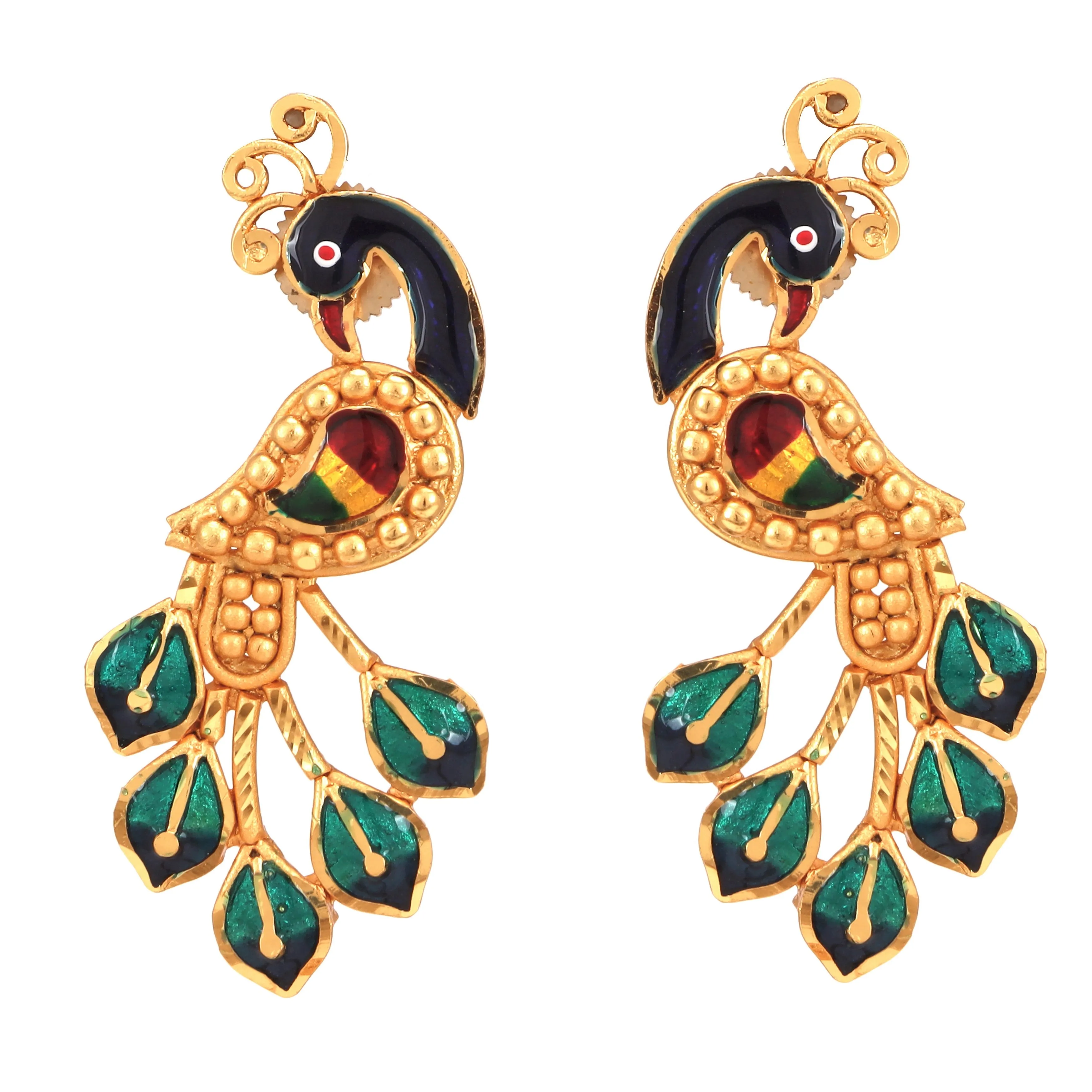 Green Mina Flower Mayur Necklace Set