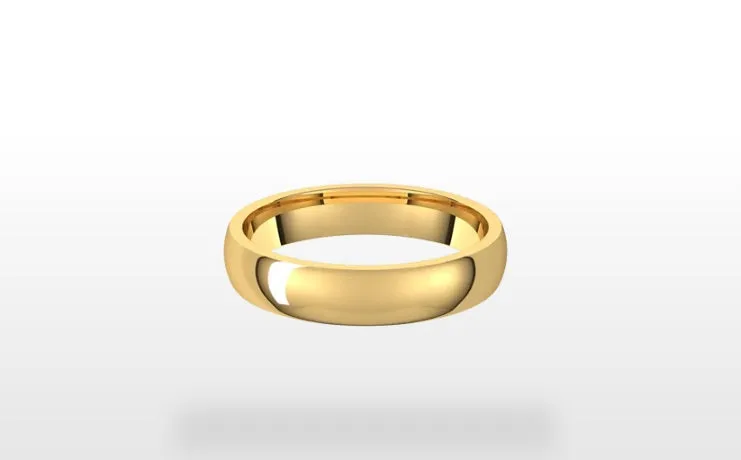 Half Round 14k White Gold 4 mm Comfort Fit Wedding Ring
