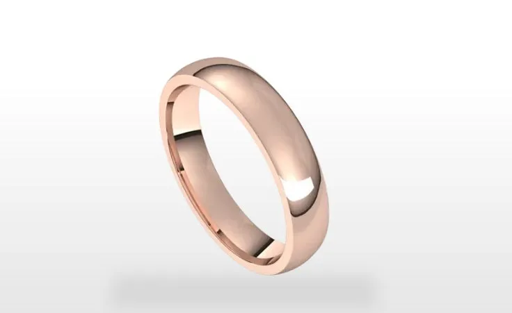 Half Round 14k White Gold 4 mm Comfort Fit Wedding Ring