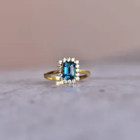 Halo Sparkle - Blue Topaz Ring