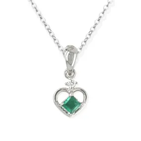 Heart Shaped Emerald & Diamond Necklace