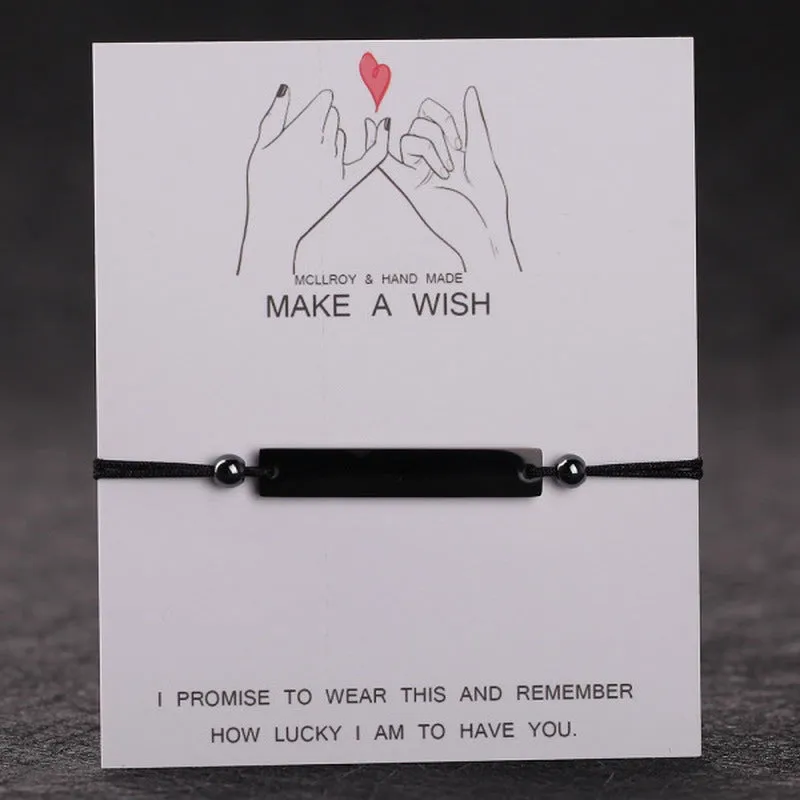 Heart Shaped Paper Card Bracelet Stainless Steel Lettering Couple Bracelet