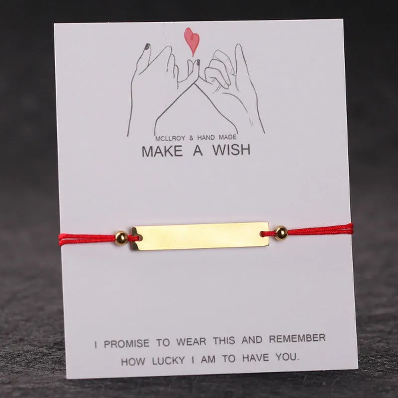 Heart Shaped Paper Card Bracelet Stainless Steel Lettering Couple Bracelet