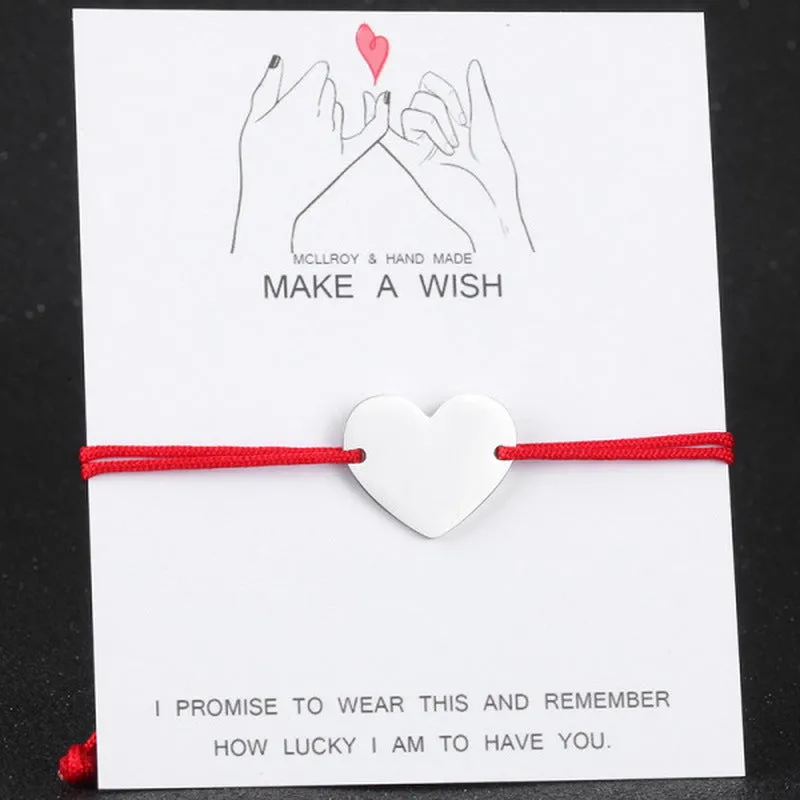 Heart Shaped Paper Card Bracelet Stainless Steel Lettering Couple Bracelet