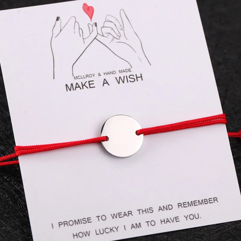 Heart Shaped Paper Card Bracelet Stainless Steel Lettering Couple Bracelet