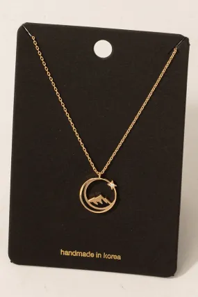 Hollow Mountain Range Gold Pendant Necklace