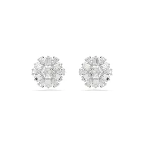 Idyllia Rhodium Plated Mixed Cuts White Snowflake Stud Earrings 5691483