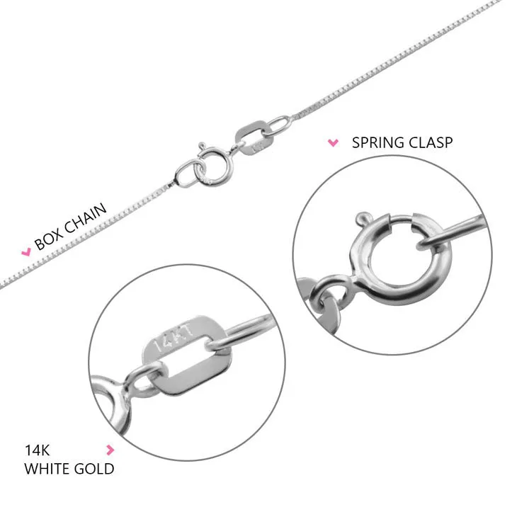 Initial Disc Necklace with Cubic Zirconia - 14k White Gold