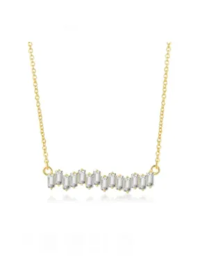 Irregular Diamond CZ Necklace, .925 Sterling Silver Dainty Anniversary Necklace