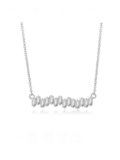 Irregular Diamond CZ Necklace, .925 Sterling Silver Dainty Anniversary Necklace