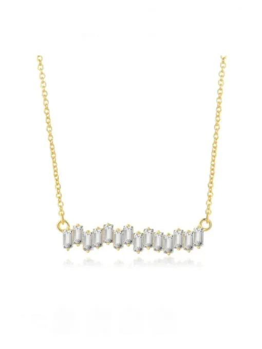 Irregular Diamond CZ Necklace, .925 Sterling Silver Dainty Anniversary Necklace