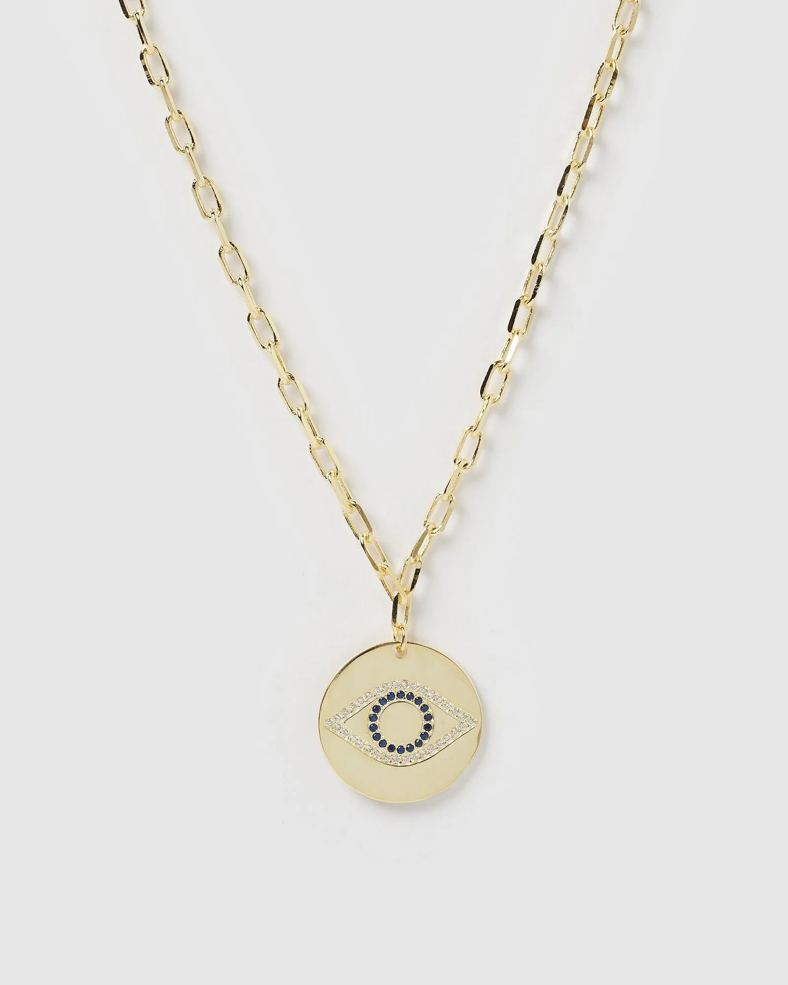 Izoa Aria Embellished Eye Necklace Gold