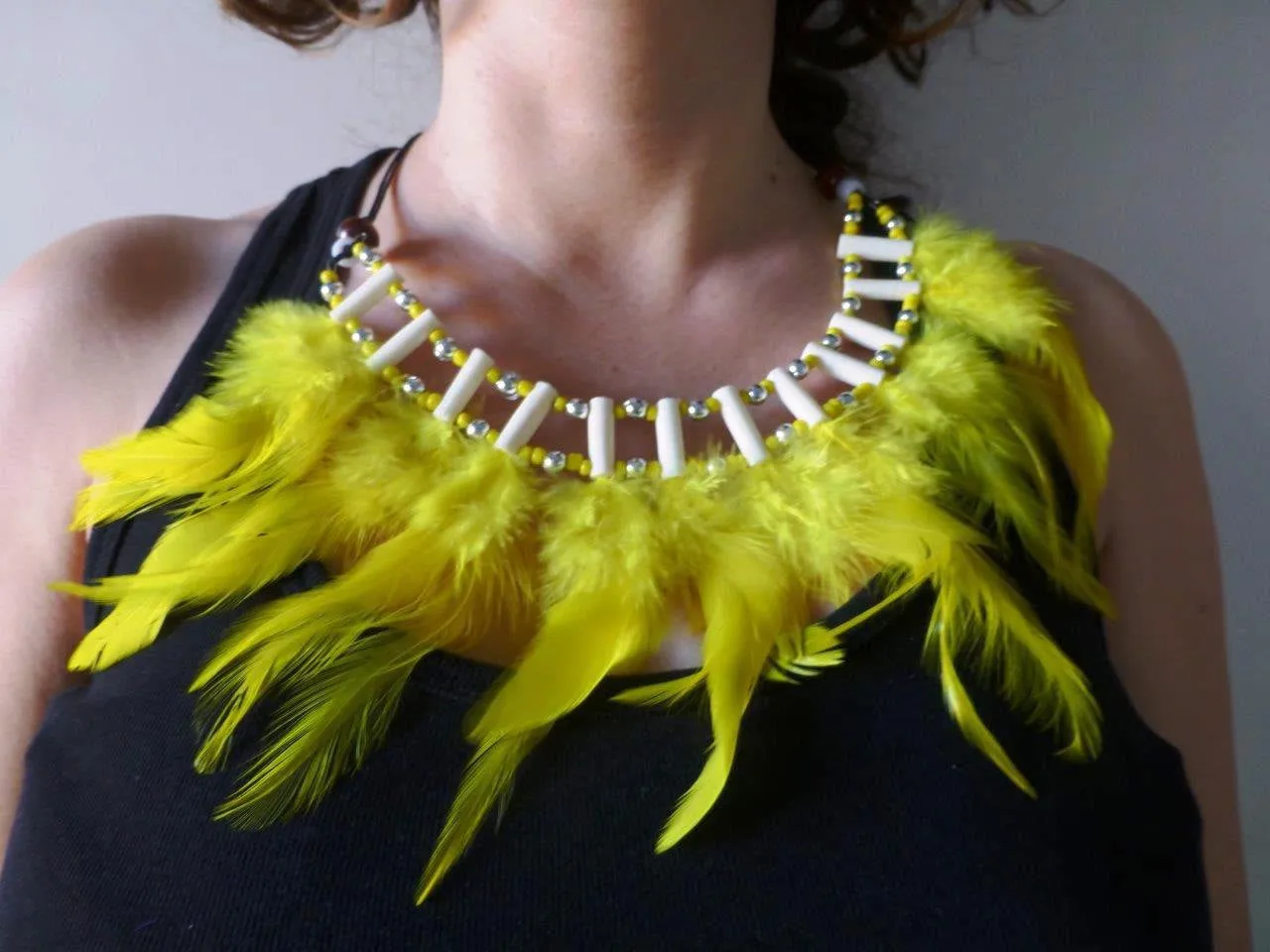 J7-Yellow Feather Necklace