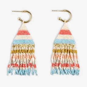 James Mini Gold Hoop Beaded Fringe Earrings in Amalfi