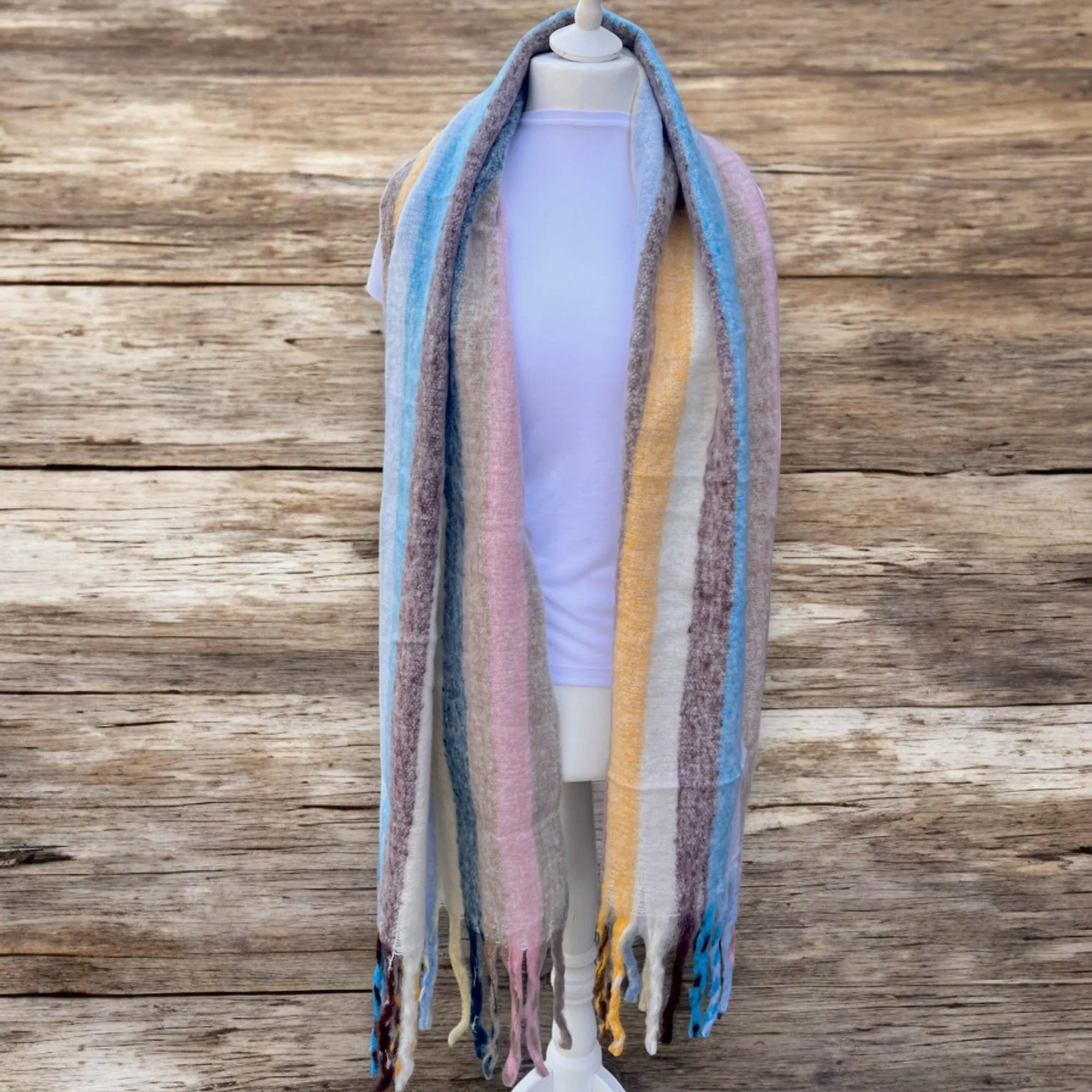Jess & Lou Stripy Colour Block Soft Winter Scarf SW702