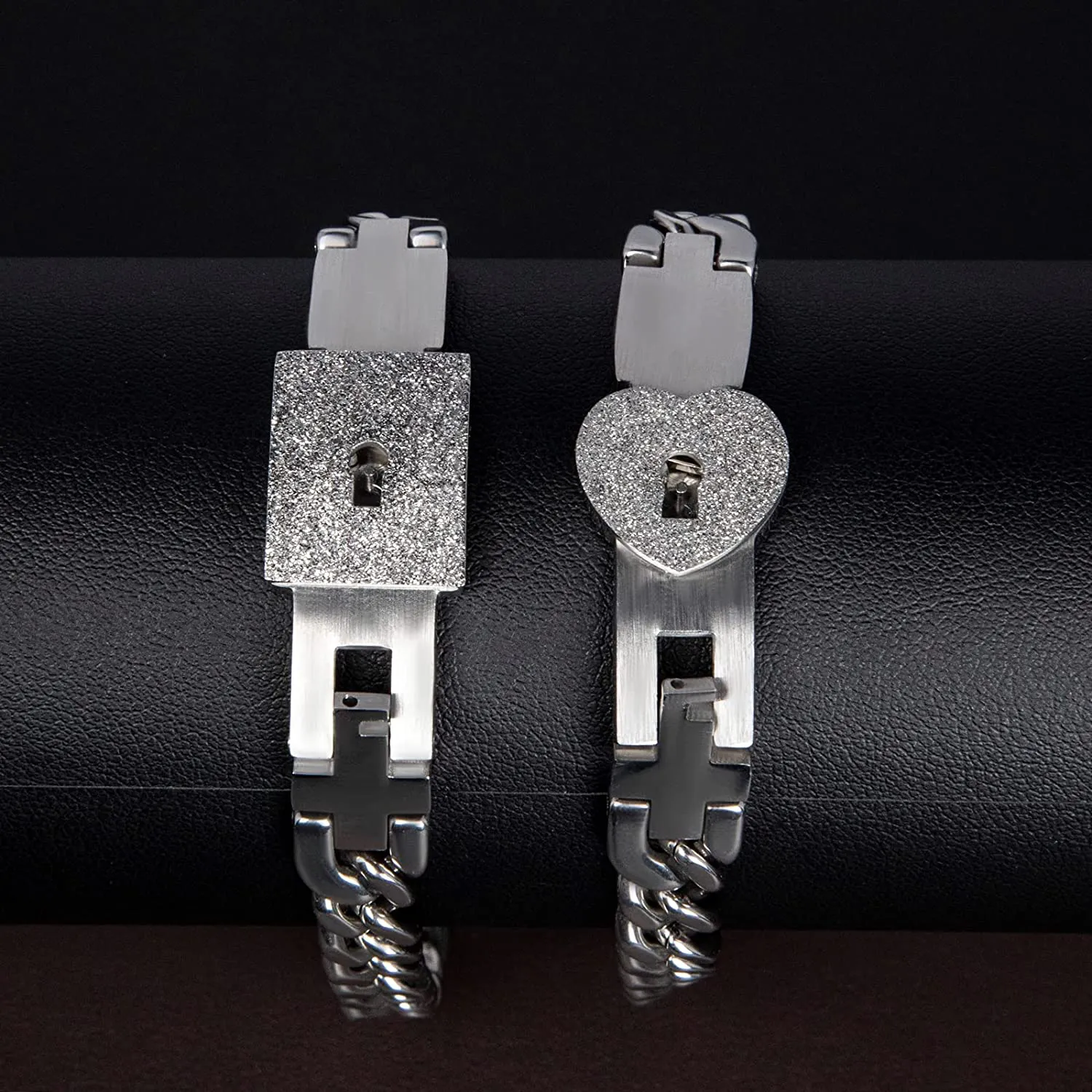 Key Necklace and Lock Bracelet Titanium Steel Couples Bracelet Key Interlock Jewelry Romantic Gift for Valentines Day, Birthday Wedding Gift for Women Her