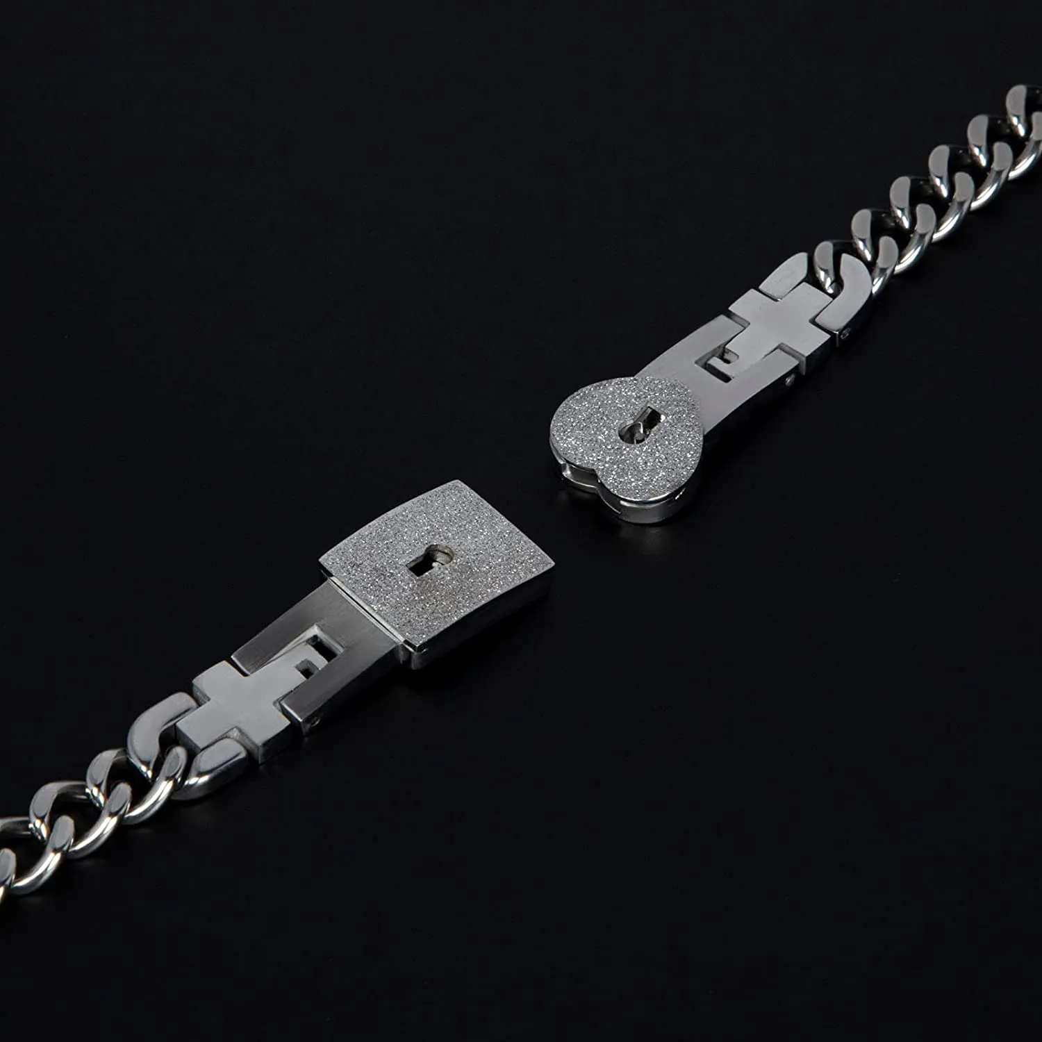 Key Necklace and Lock Bracelet Titanium Steel Couples Bracelet Key Interlock Jewelry Romantic Gift for Valentines Day, Birthday Wedding Gift for Women Her