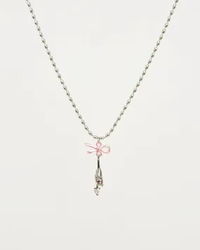 Kitty Pink Bow Necklace