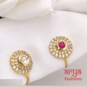 Kundan CZ non piercing nose ring Nosepin/Bridal nosering/Indian Wedding Jewelry/Bridal NoseClip/ Nose Ring/Indian Nath Faux Nose Ring