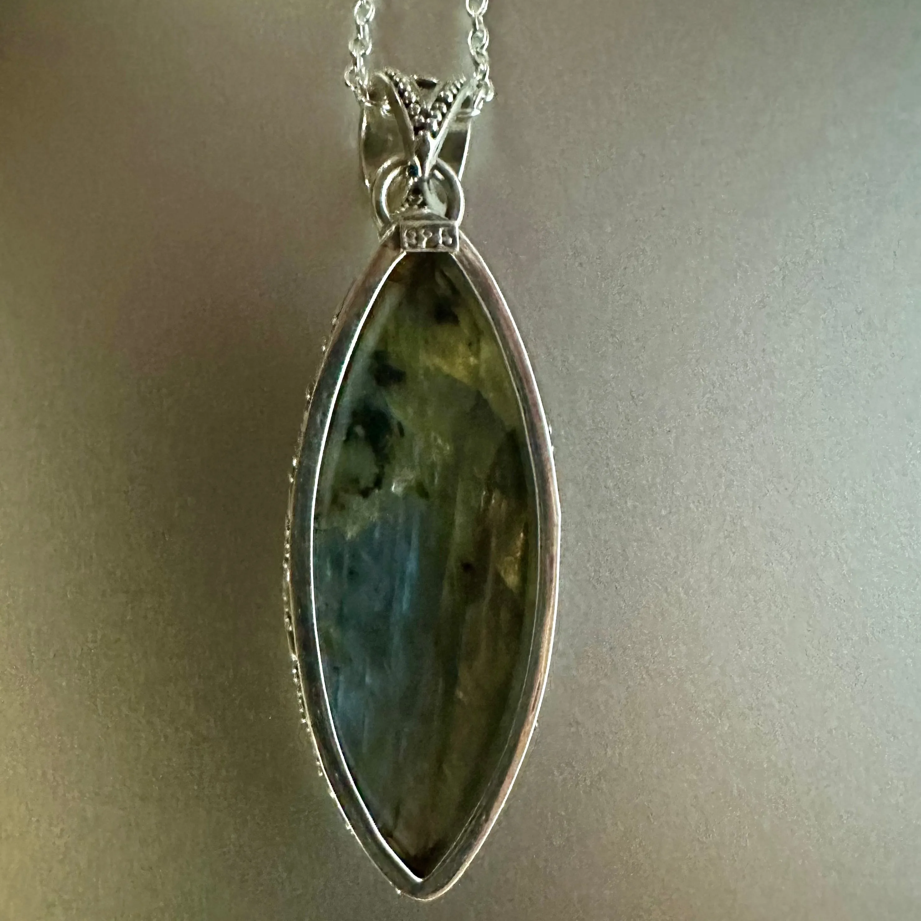 Labradorite Pendant Sterling Marquise Shape
