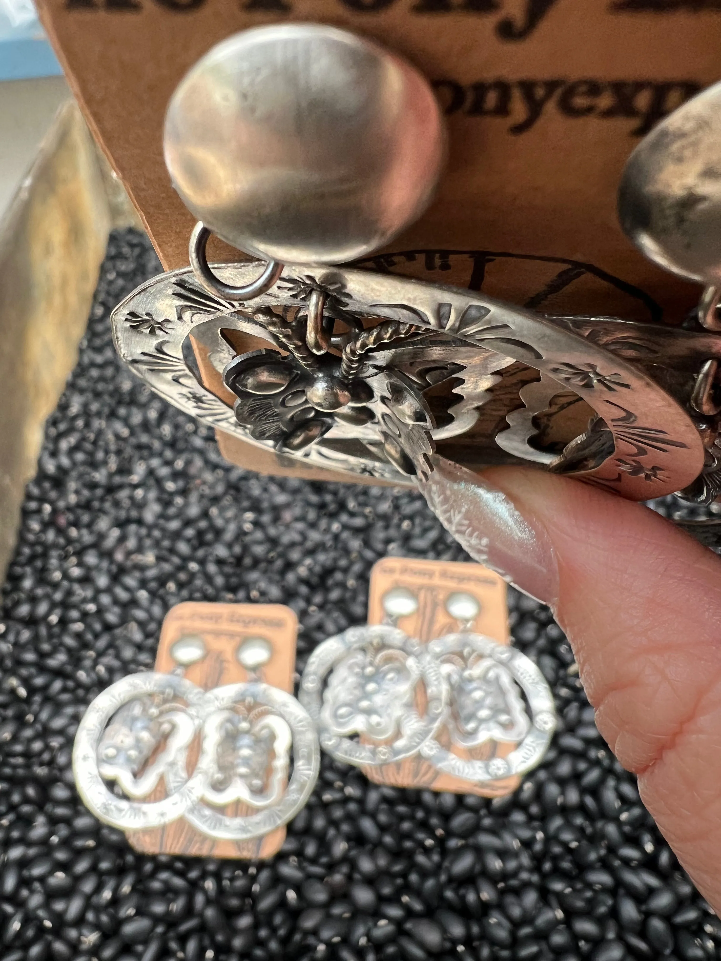 Large Butterfly Concho Hand-stamped Earrings