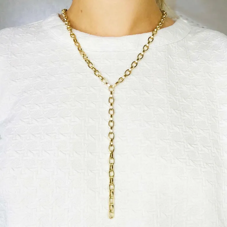 Large Chain Link Necklace-14 karat yellow gold