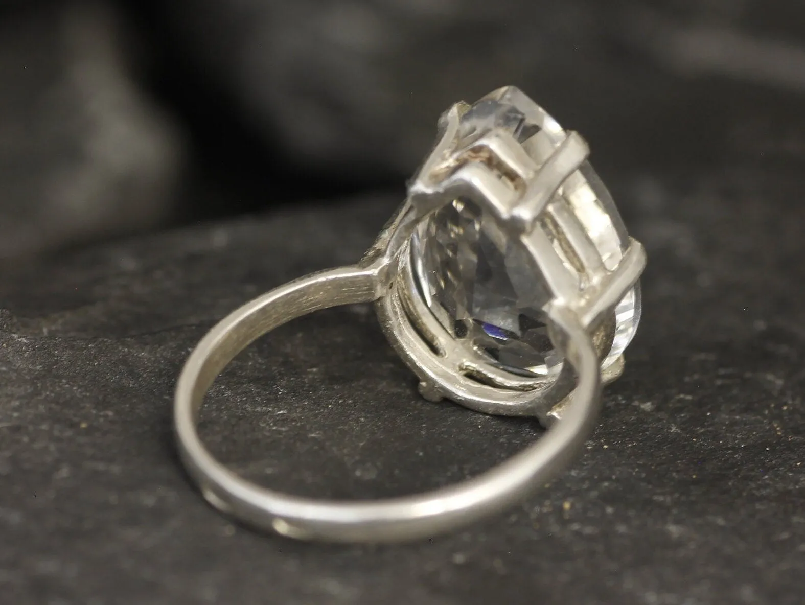 Large Topaz Ring - White Teardrop Ring - Vintage Statement Ring