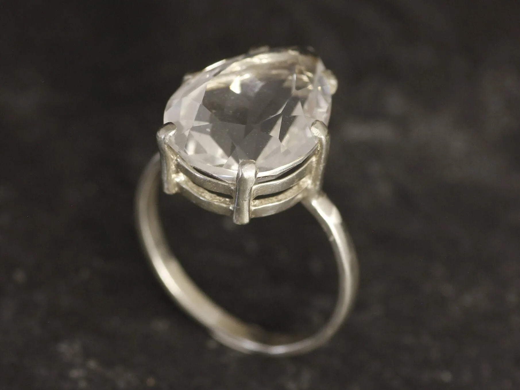 Large Topaz Ring - White Teardrop Ring - Vintage Statement Ring