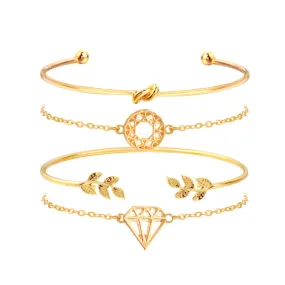 Leaves Diamond Knot Carved Hollow Bracelet