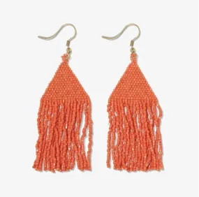 Lexie Solid Beaded Fringe Earrings - Coral
