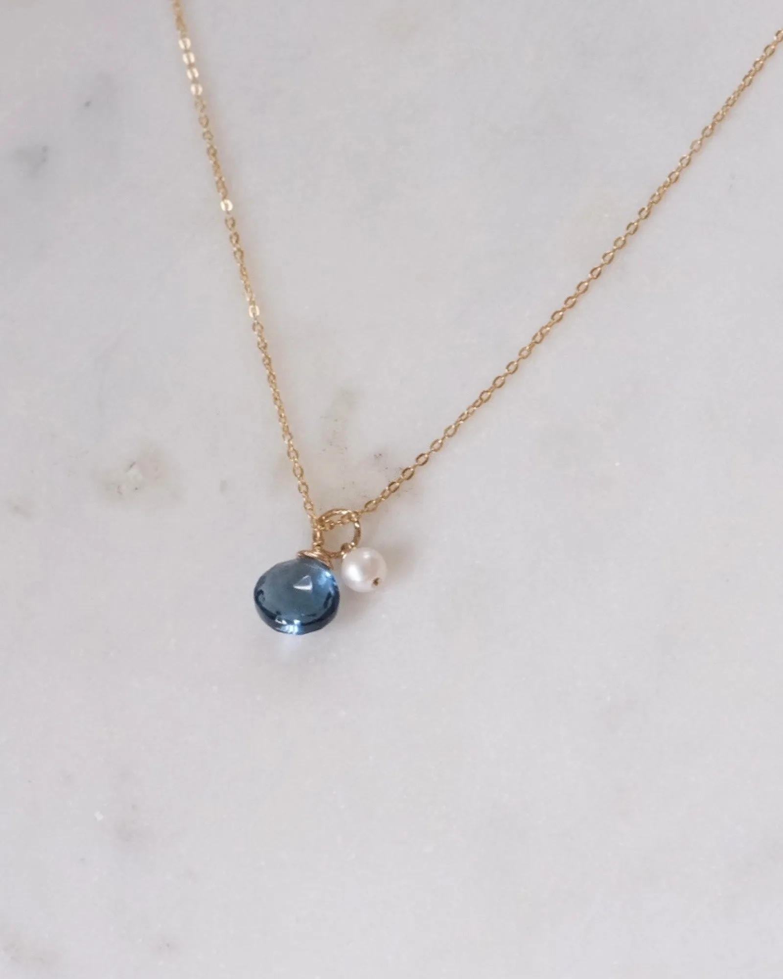 London blue topaz pearl Necklace