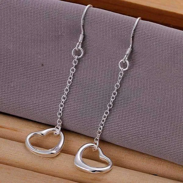Love Chain Dangling Heart Earrings for Woman