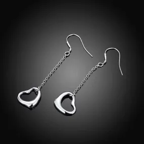 Love Chain Dangling Heart Earrings for Woman