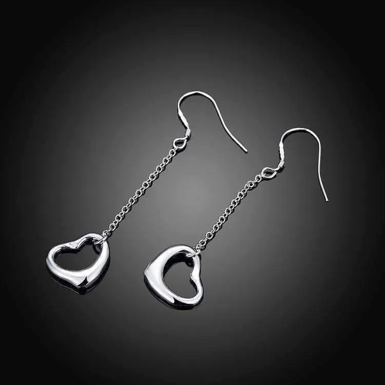 Love Chain Dangling Heart Earrings for Woman
