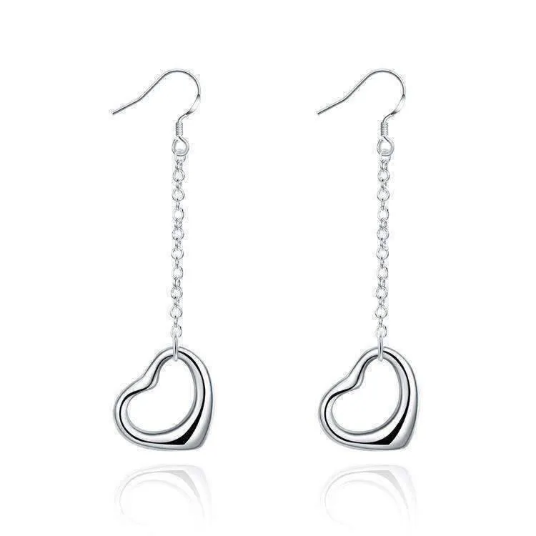 Love Chain Dangling Heart Earrings for Woman