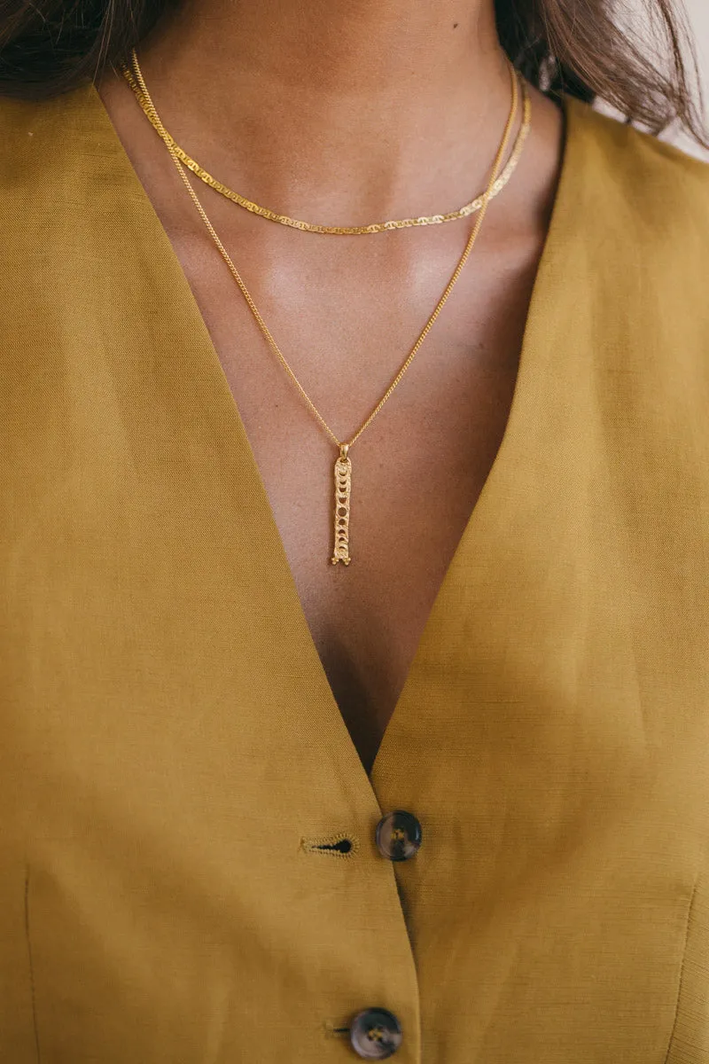Lunar phases necklace gold plated