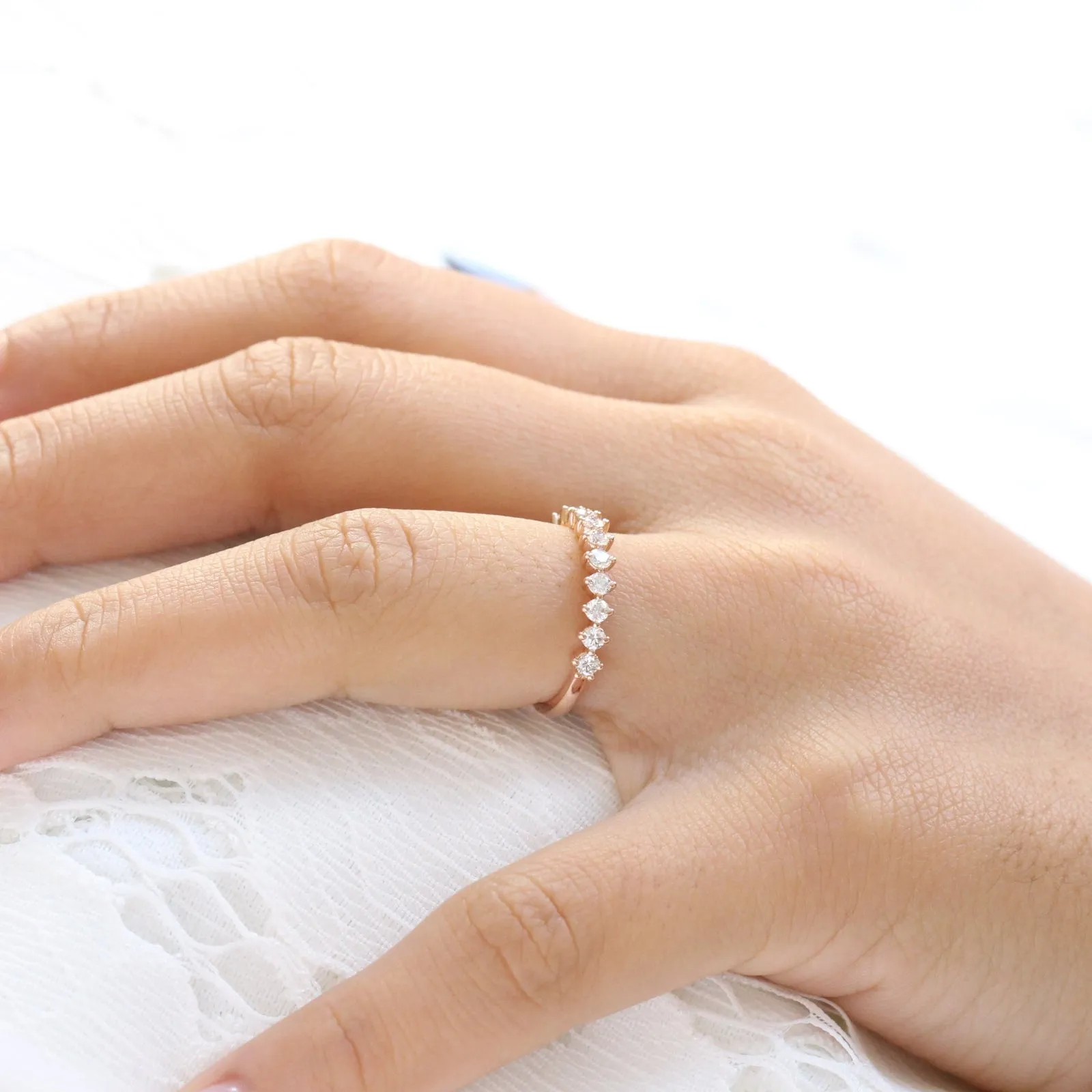 Luxe Diamond Wedding Ring in 4 Prong Half Eternity Band
