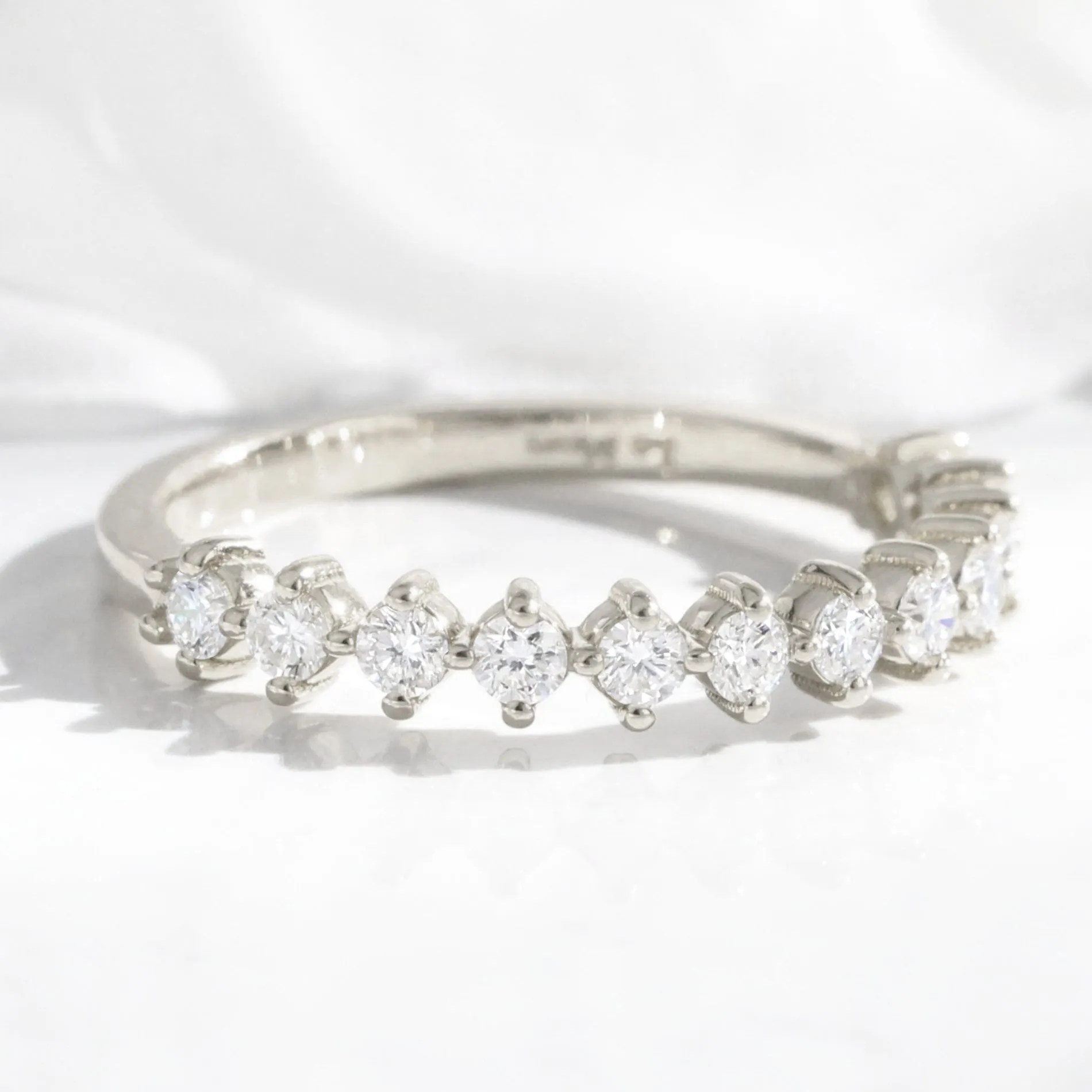 Luxe Diamond Wedding Ring in 4 Prong Half Eternity Band