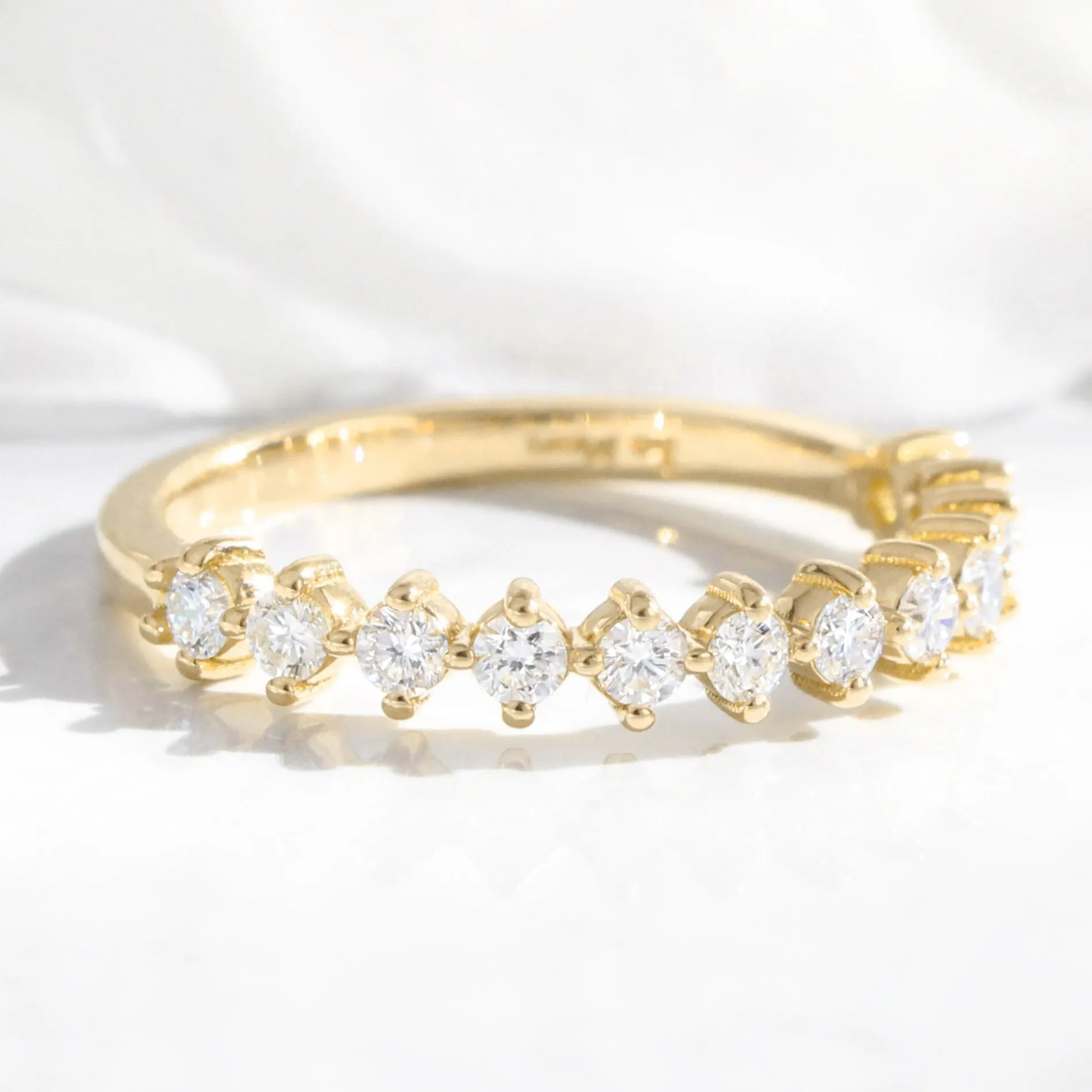 Luxe Diamond Wedding Ring in 4 Prong Half Eternity Band