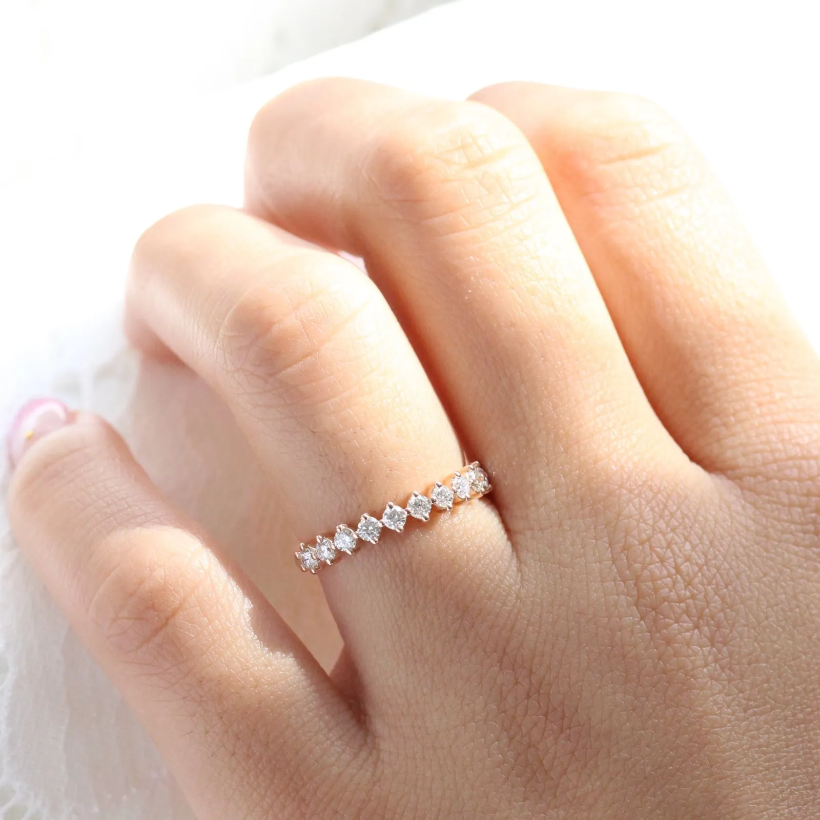 Luxe Diamond Wedding Ring in 4 Prong Half Eternity Band