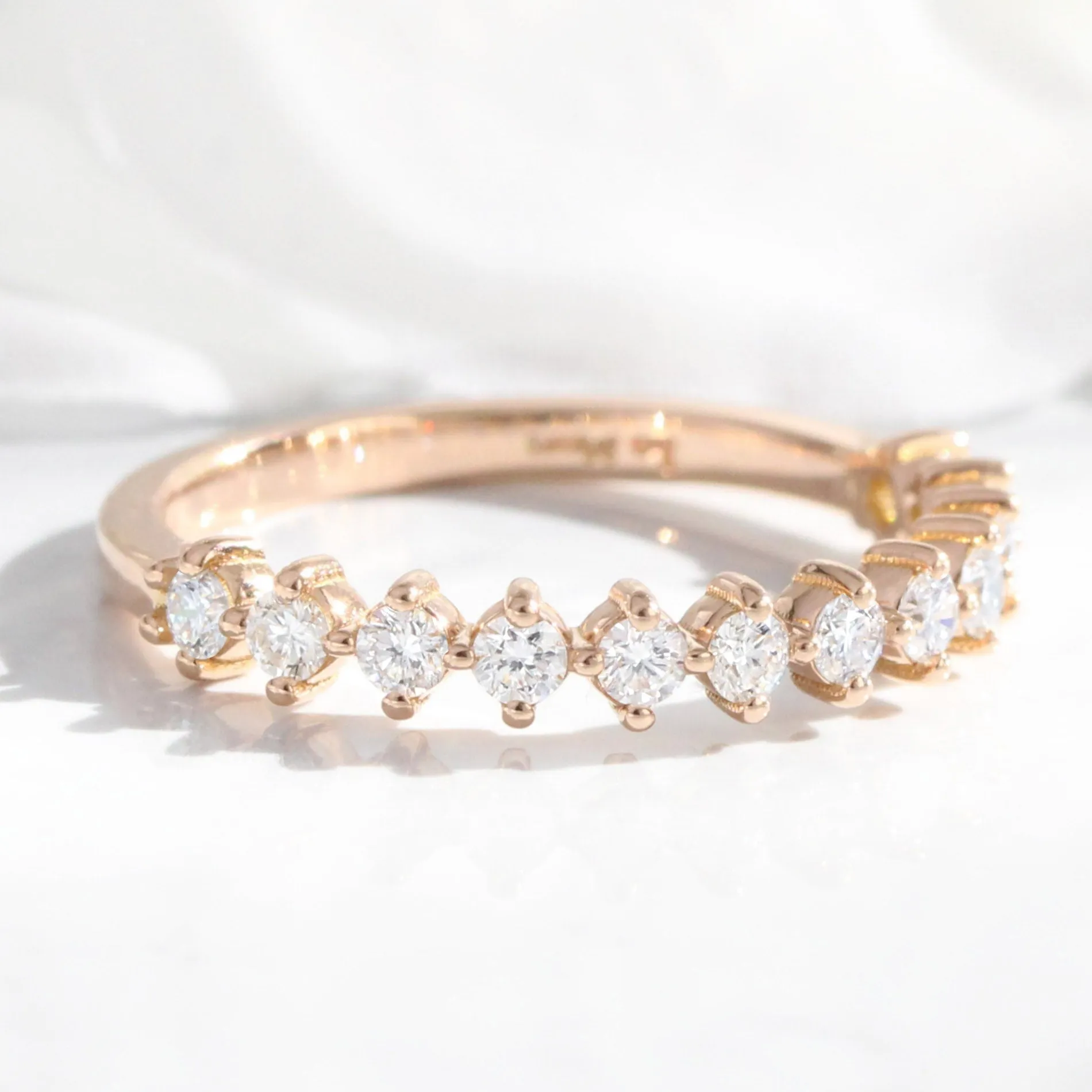 Luxe Diamond Wedding Ring in 4 Prong Half Eternity Band
