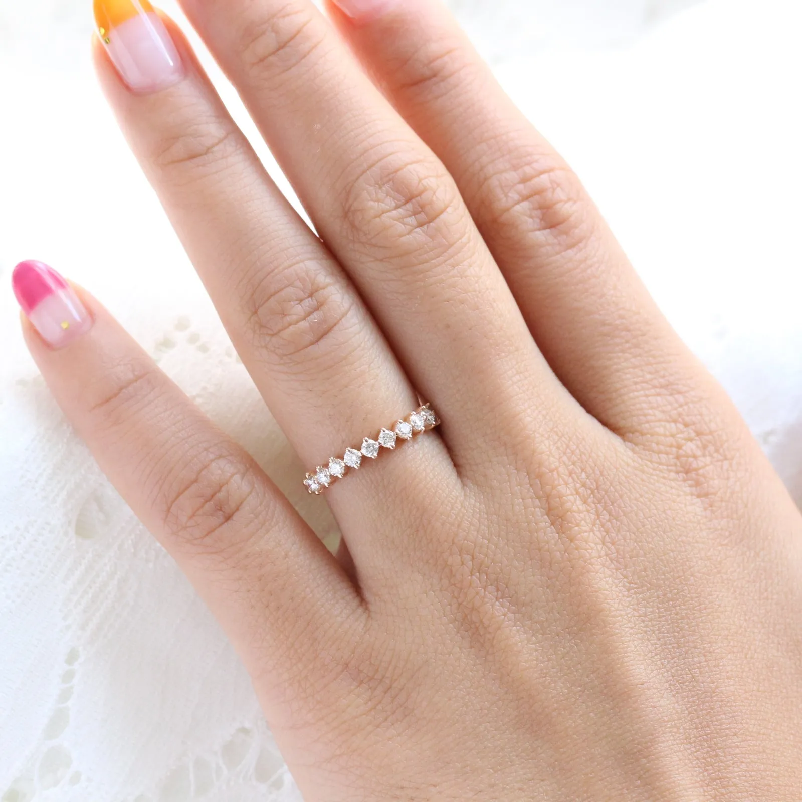 Luxe Diamond Wedding Ring in 4 Prong Half Eternity Band