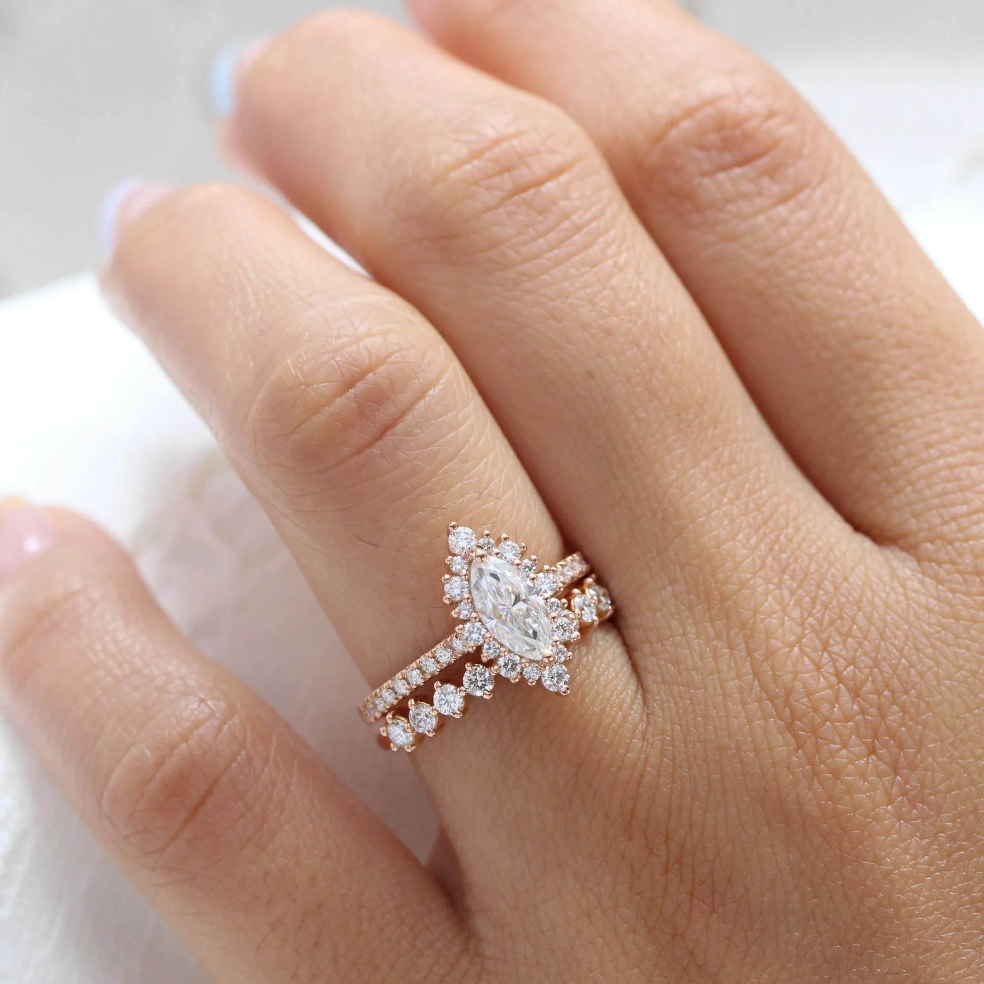 Luxe Diamond Wedding Ring in 4 Prong Half Eternity Band