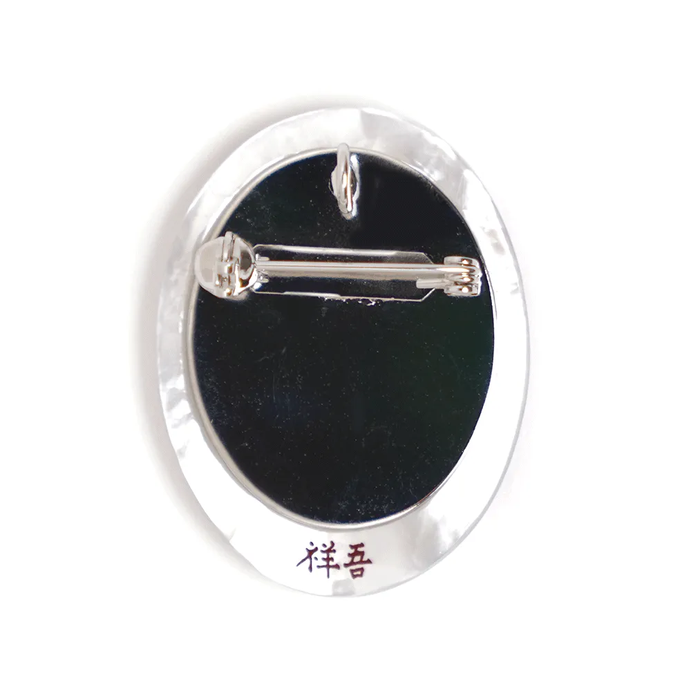 Maki-e Urushi Lacquer Brooch - White South Sea Pearl Shell / Hoopoe -, Traditional Japanese Urushi Lacquer Jewelry