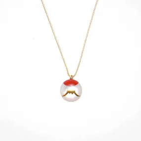 Maki-e Urushi Lacquer Pendant Necklace - White South Sea Pearl Shell / Mt. Fuji -, Traditional Japanese Urushi Lacquer Jewelry