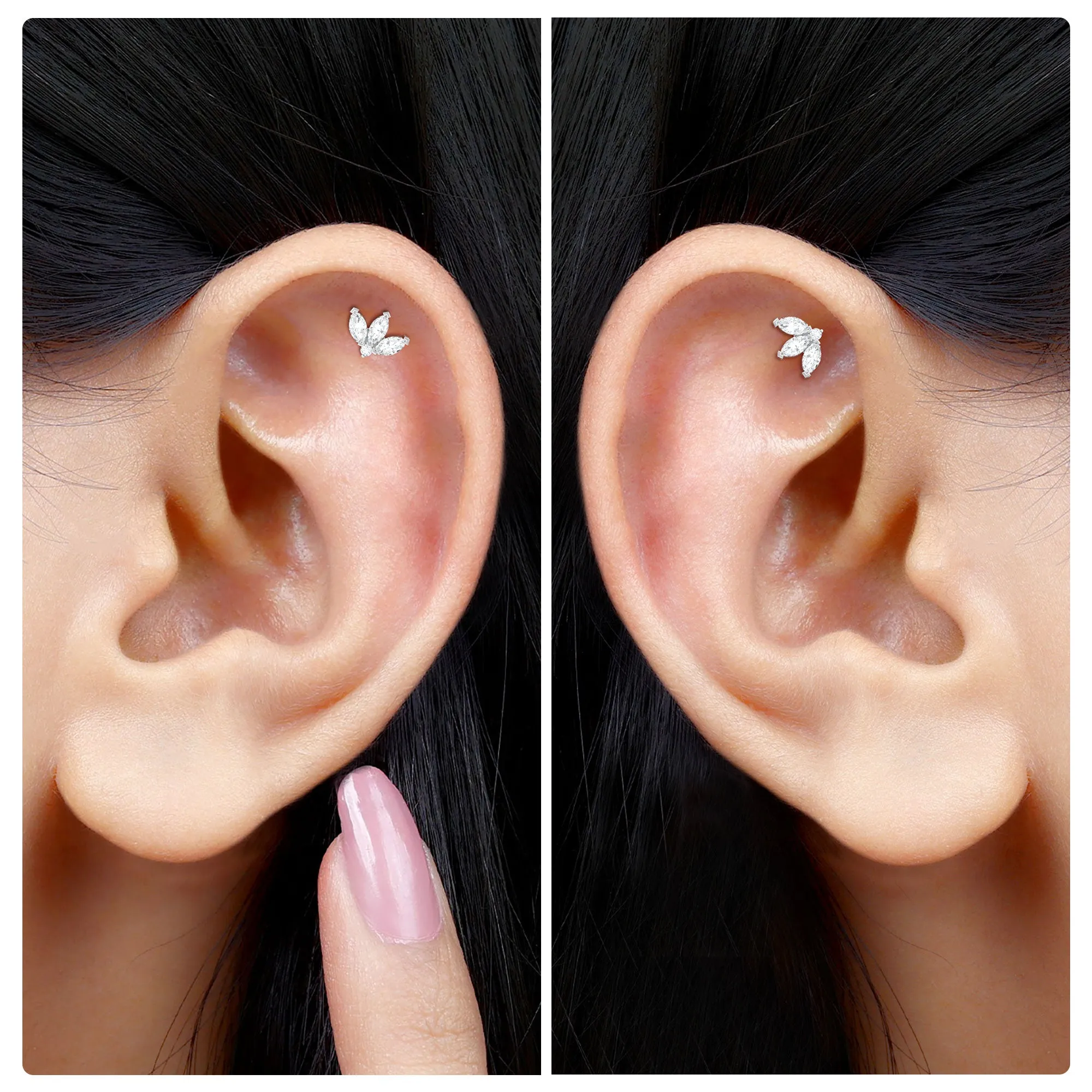 Marquise Diamond Lotus Cartilage Earring
