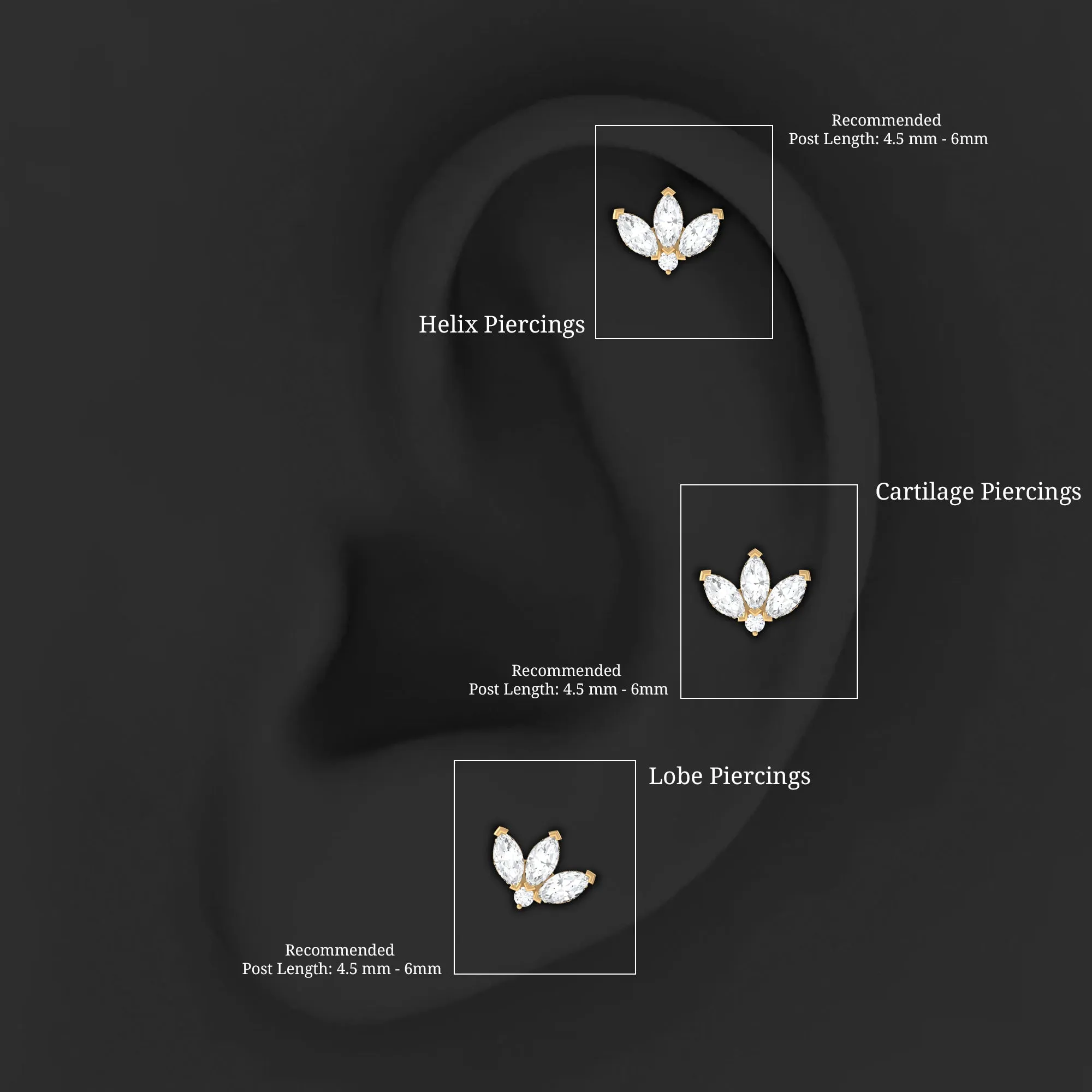 Marquise Diamond Lotus Cartilage Earring