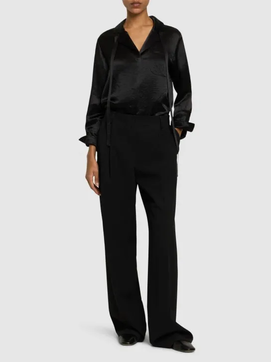 Max Mara   Vignola satin shirt w/ self-tie scarf 